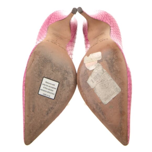 Pointed Toe Kate Spade New York Pink Embossed Leather Snake Pumps - Picture 5 of 5